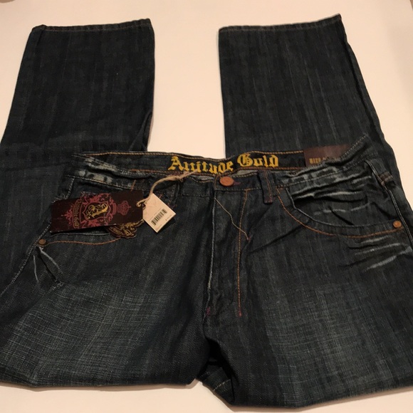 NWT ATTITUDE GOLD BROOKLYN PREMIUM EDITION 34 men’s jeans straight 34x32 - Picture 6 of 13